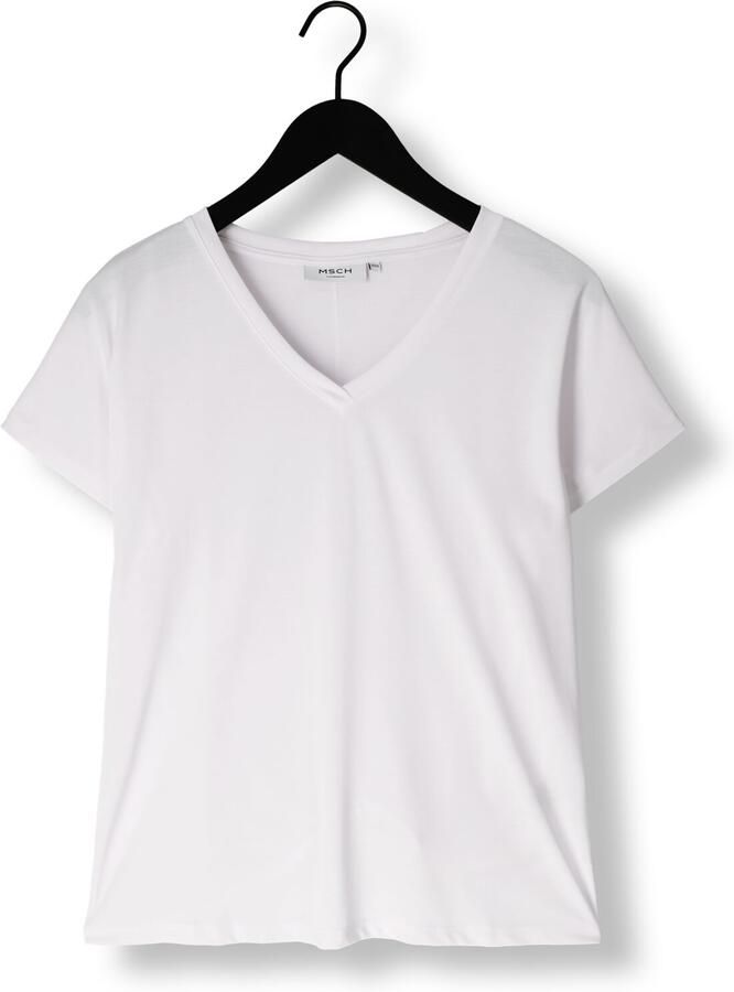 MSCH COPENHAGEN Dames Tops & T-shirts Mschfenya Modal V Neck Tee Ecru