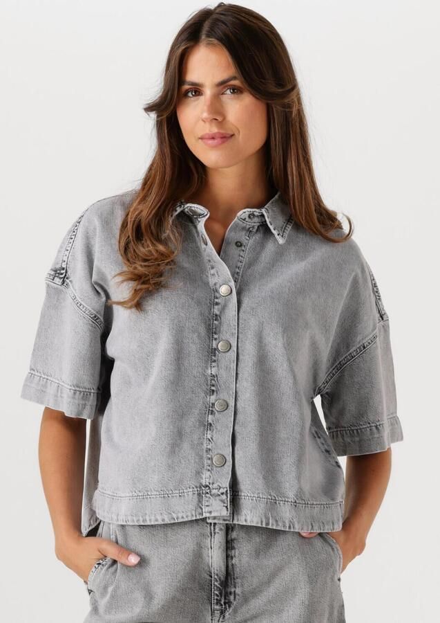 MY ESSENTIAL WARDROBE Dames Blouses Malomw143 Boxy Short Shirt Lichtgrijs - Foto 4