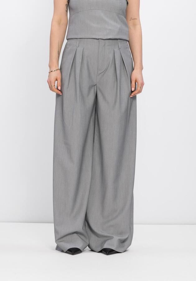 MY ESSENTIAL WARDROBE Dames Broeken Mwhanna Luna High Wide Pant Lichtgrijs