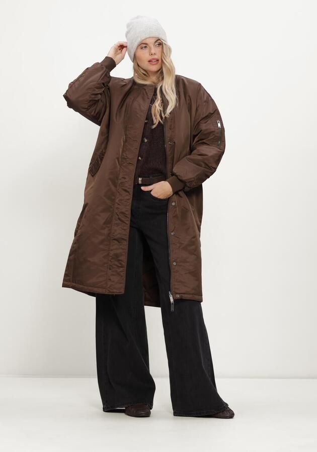 MY ESSENTIAL WARDROBE Dames Jassen Helgamw Reversable Long Jacket Bruin