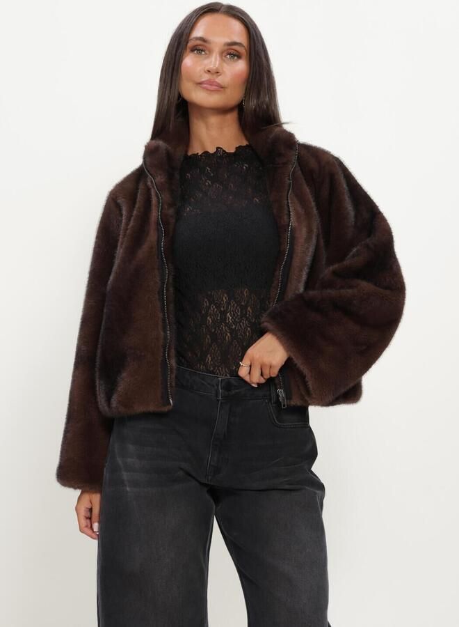 MY ESSENTIAL WARDROBE Dames Jassen Mweaston Fur Jacket Bruin