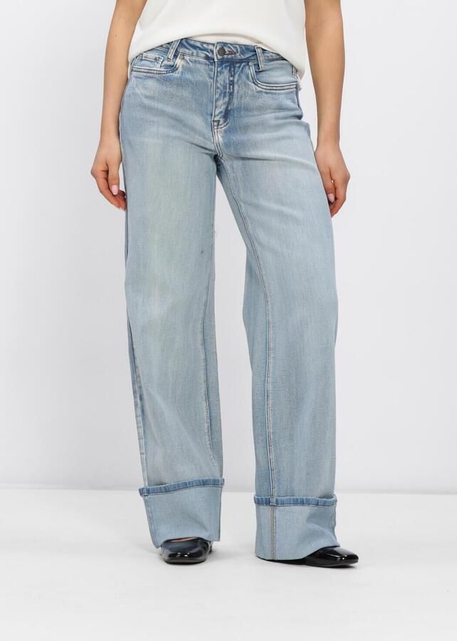 My Essential Wardrobe Wide leg jeans met gefixeerde omslag model 'Dikan'