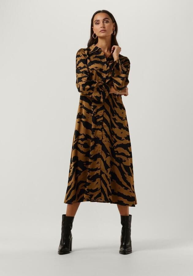 My Essential Wardrobe Elegante Lange Jurk Bruin Multicolor Dames - Foto 3