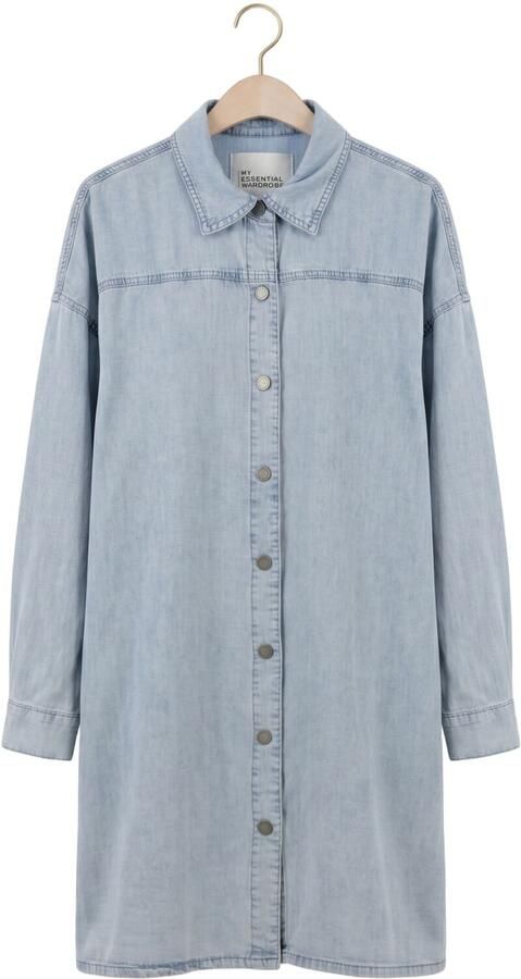 MY ESSENTIAL WARDROBE Dames Jurken Mwnelly Os Shirtdress Lichtblauw - Foto 4