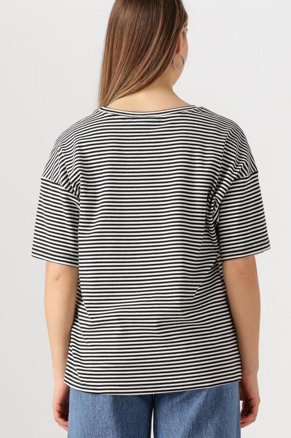 My Essential Wardrobe Geborduurde Tee Zwart met Witte Strepen Black Dames - Foto 3