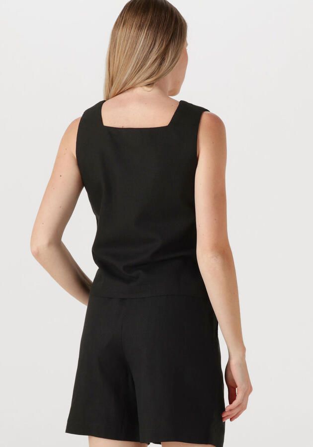 My Essential Wardrobe Top met bandjes van een mix van linnen en viscose met vierkante hals