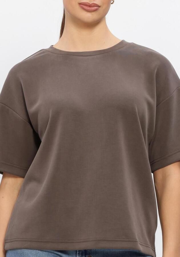 MY ESSENTIAL WARDROBE Dames Tops & T-shirts Hellemw Emb Boxy Tee Taupe - Foto 4