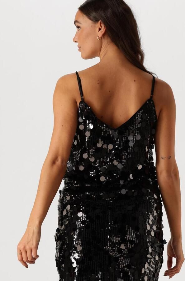 My Essential Wardrobe Zwarte Pailletten Strap Top Blouse Black Dames - Foto 3