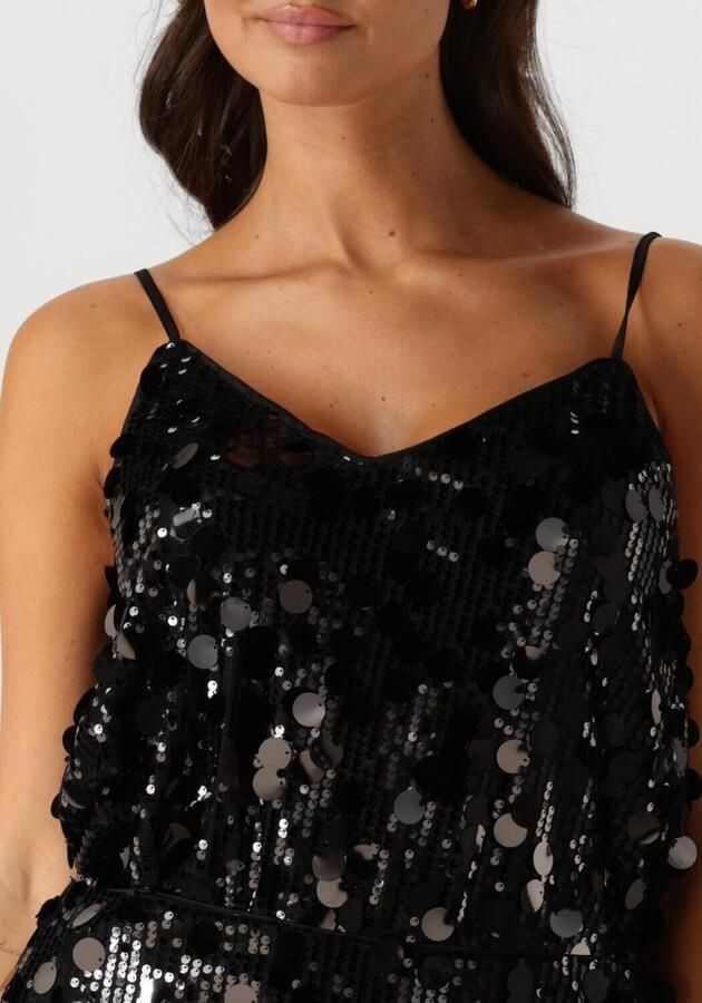My Essential Wardrobe Zwarte Pailletten Strap Top Blouse Black Dames