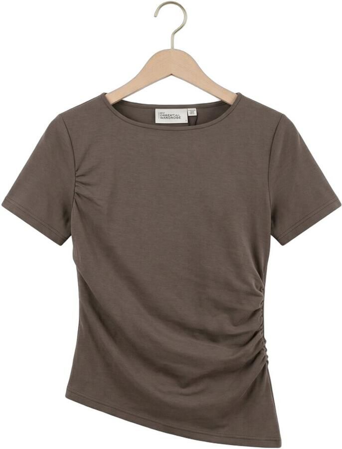 MY ESSENTIAL WARDROBE Dames Tops & T-shirts Mwhelle Assymetric Tee Taupe - Foto 2