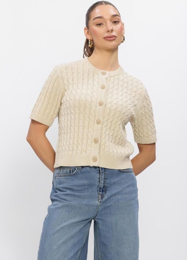 My Essential Wardrobe Cardigan van mix van katoen en linnen model 'Diva'