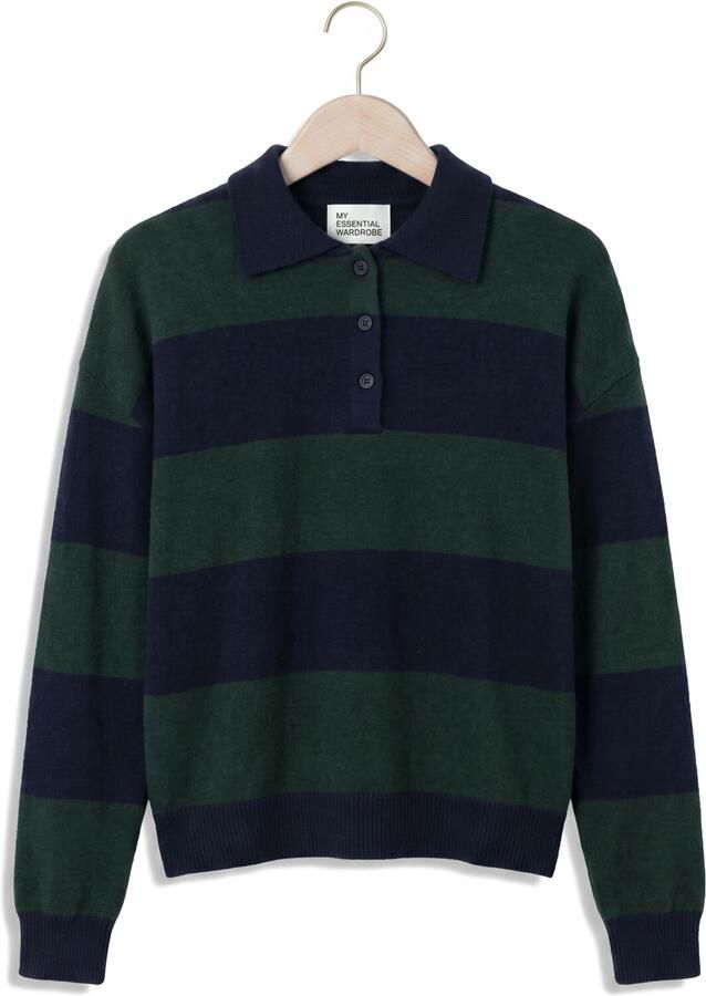 MY ESSENTIAL WARDROBE Dames Truien & Vesten Mwjola Knit Polo Pullover Donkergroen - Foto 2