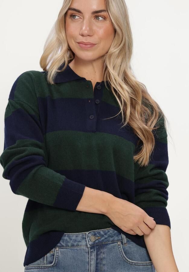 MY ESSENTIAL WARDROBE Dames Truien & Vesten Mwjola Knit Polo Pullover Donkergroen - Foto 4