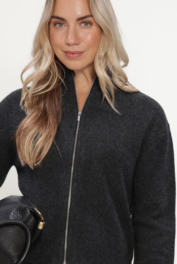 MY ESSENTIAL WARDROBE Dames Truien & Vesten Mwtracy Knit Zipcardigan Donkergrijs - Foto 4