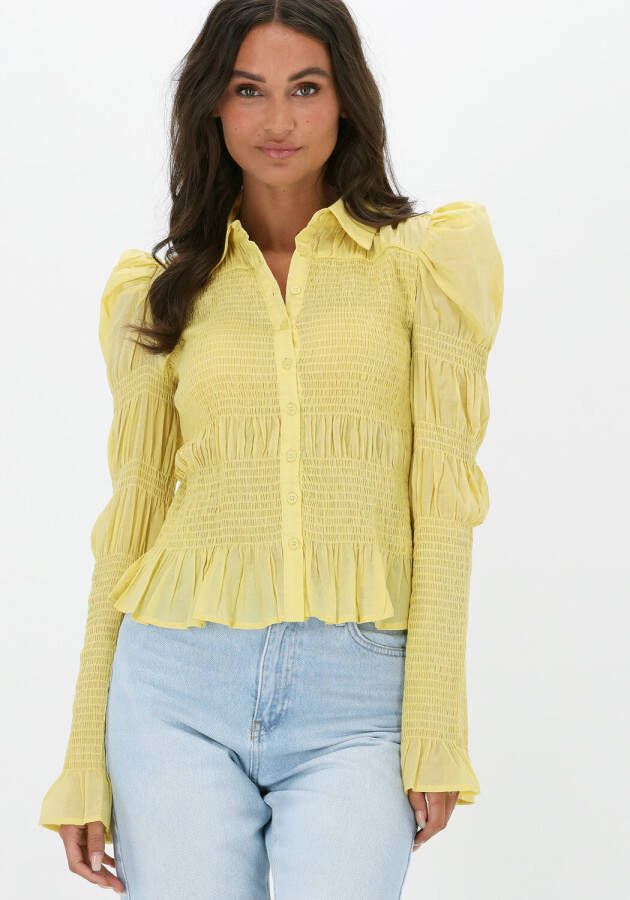 NA-KD Dames Blouses Smocked Frill Blouse Geel