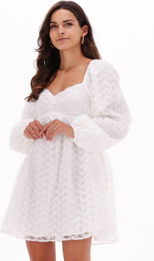 Na-kd Witte Mini Jurk Puffy Sleeve Gathered Mini Dress
