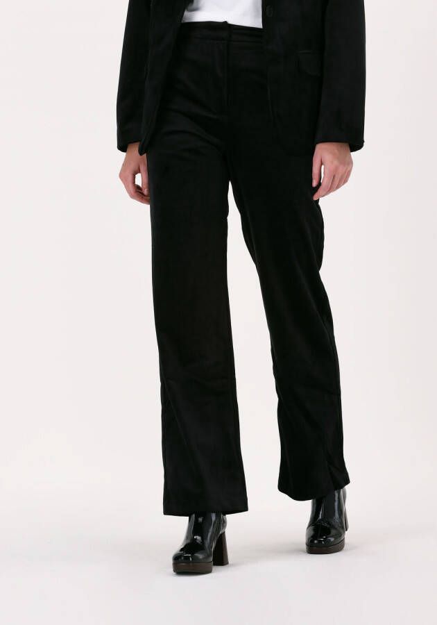NA-KD NA KD fluwelen high waist straight fit pantalon zwart
