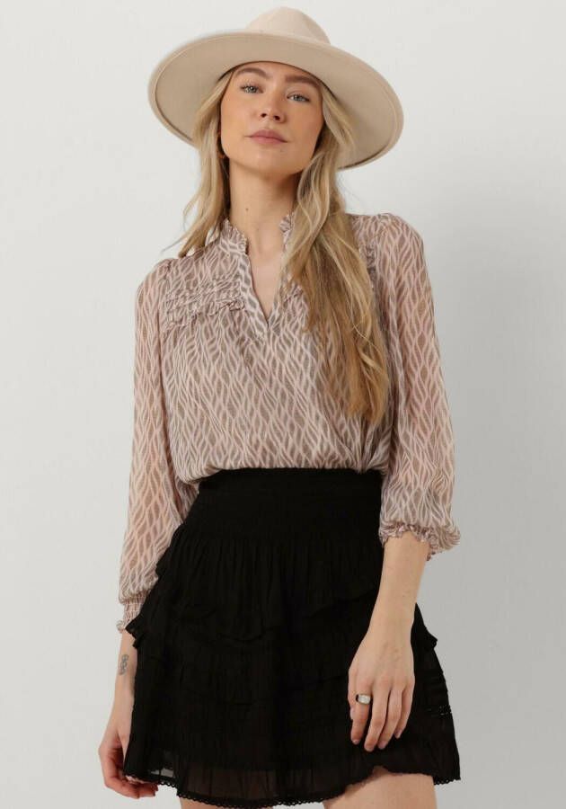 Neo Noir Beige Blouse Rhia Graphic Fire Blouse
