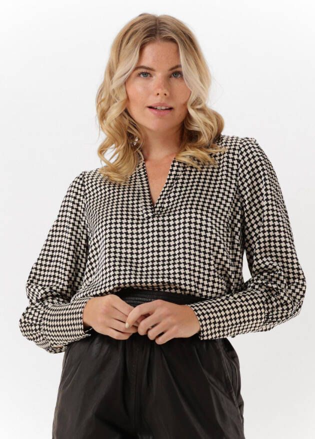 Neo Noir Gebroken Wit Blouse Herdis Shell Grid Blouse
