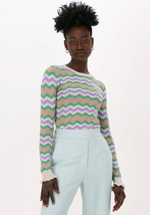 Neo Noir Groene Trui Nelle Chevron Knit
