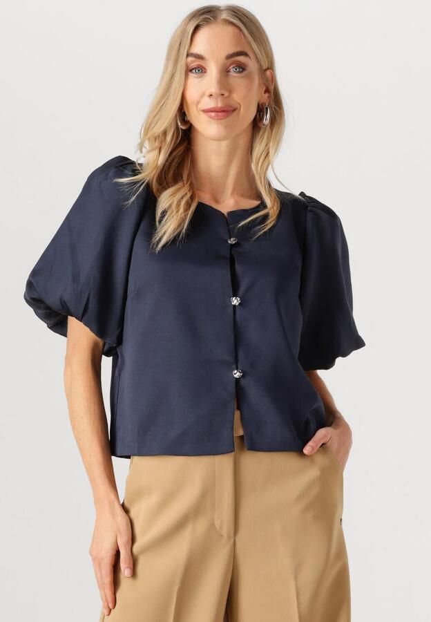 NEO NOIR Dames Blouses Aisa Dull Satin Blouse Donkerblauw - Foto 4