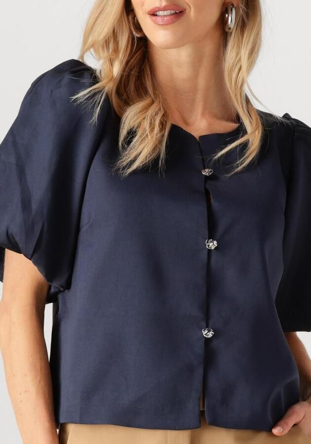 NEO NOIR Dames Blouses Aisa Dull Satin Blouse Donkerblauw - Foto 2