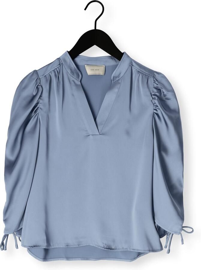 NEO NOIR Dames Blouses Alvira Drapy Satin Blous Blauw - Foto 2