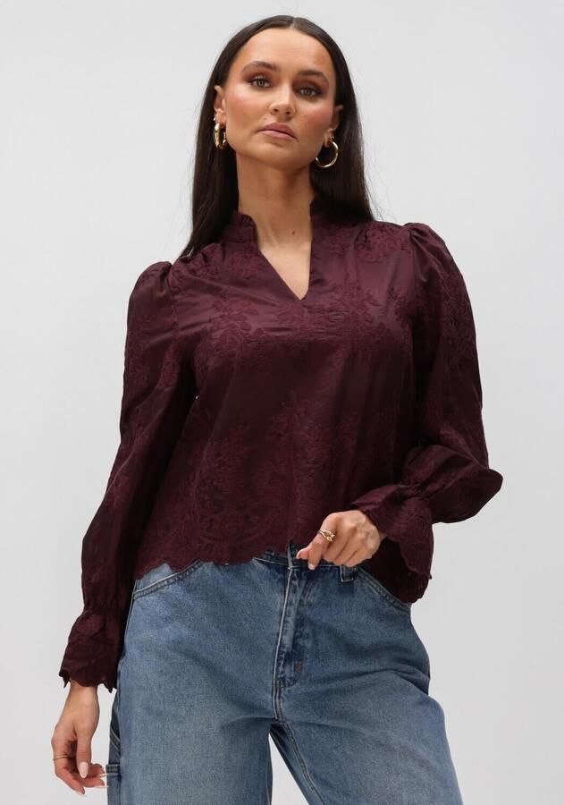 NEO NOIR Dames Blouses Amara Big Embroidery Blouse Bordeaux