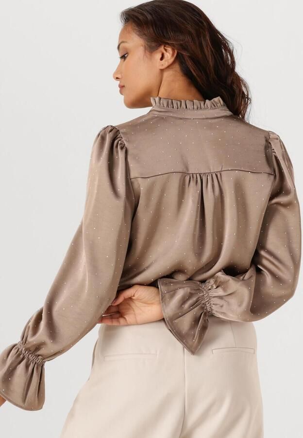 NEO NOIR Dames Blouses Amara Heavy Satin Bedaz Blouse Taupe - Foto 3