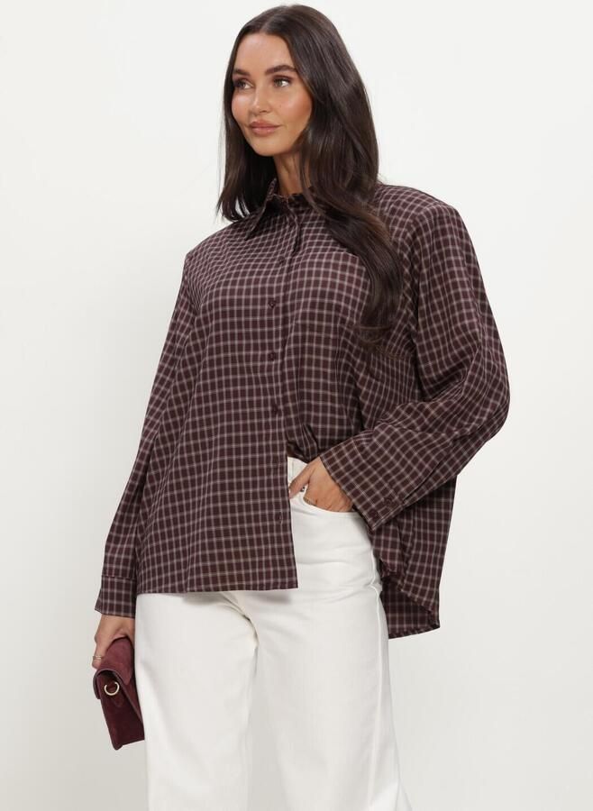 NEO NOIR Dames Blouses Anella Check Shirt Bruin
