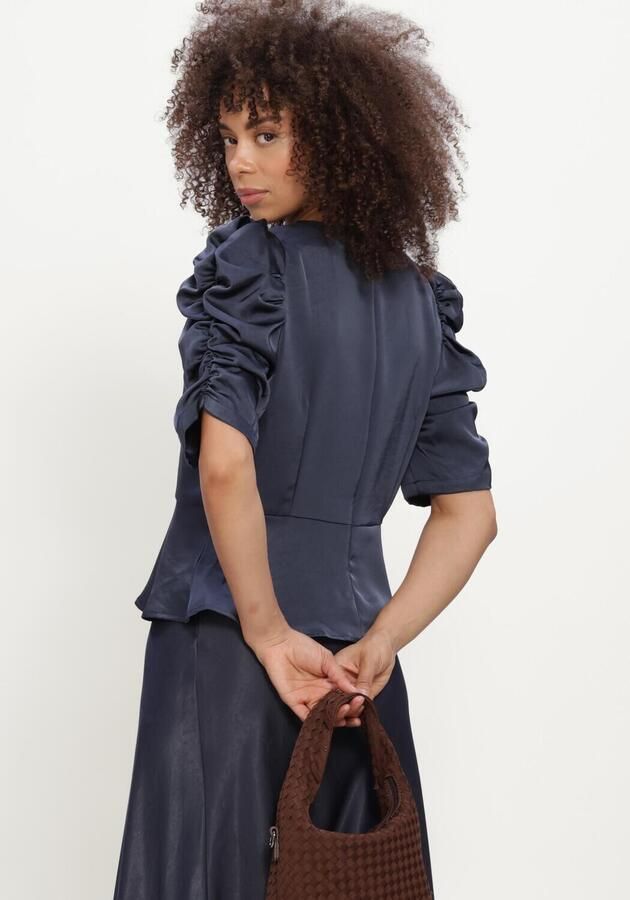 NEO NOIR Dames Blouses Benua Heavy Sateen Blouse Donkerblauw - Foto 3