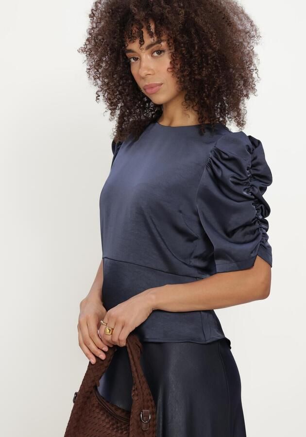 NEO NOIR Dames Blouses Benua Heavy Sateen Blouse Donkerblauw - Foto 4