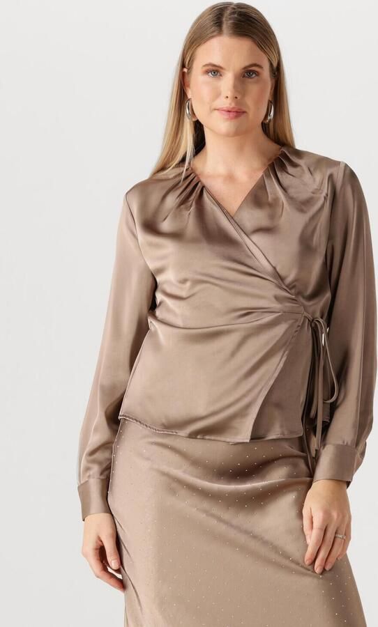 NEO NOIR Dames Blouses Caprina Heavy Sateen Blouse Taupe