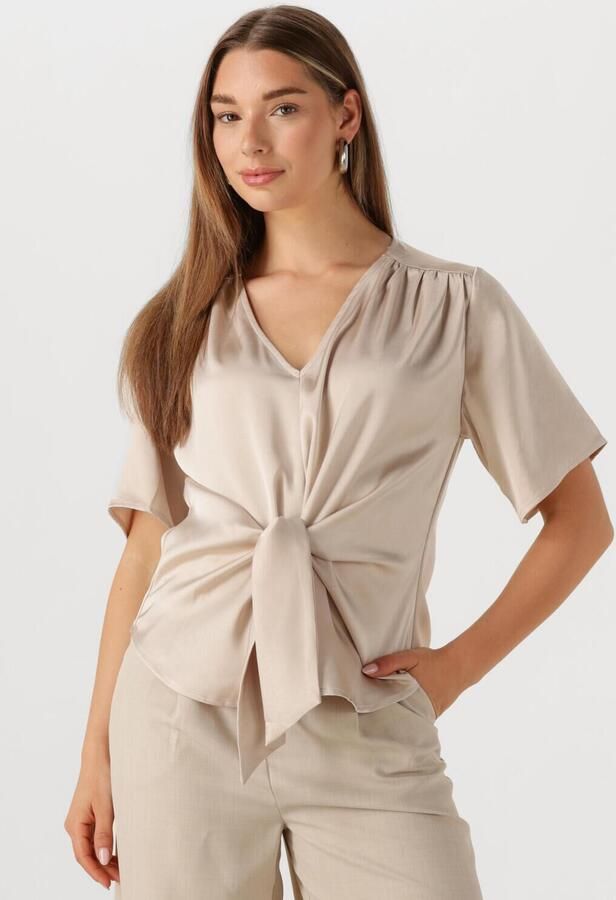 NEO NOIR Dames Blouses Casadia Heavy Sateen Blouse Beige - Foto 4