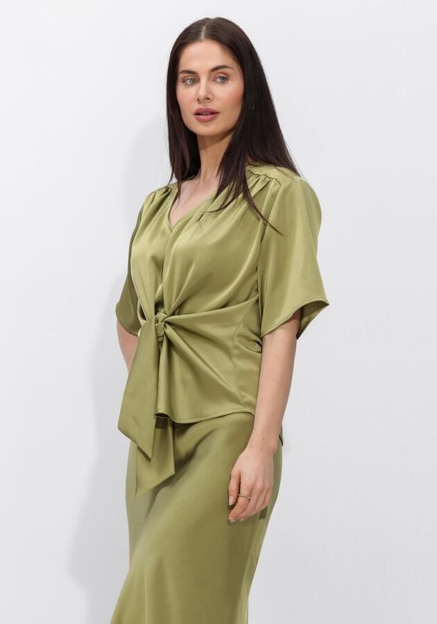 NEO NOIR Dames Blouses Casadia Heavy Sateen Blouse Olijf