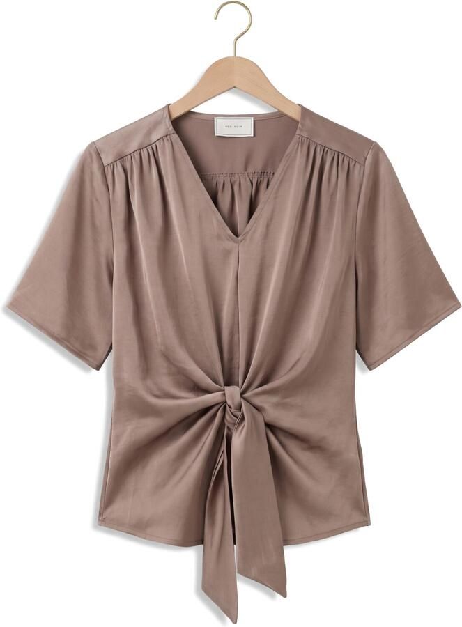 NEO NOIR Dames Blouses Casadia Heavy Sateen Blouse Taupe - Foto 2
