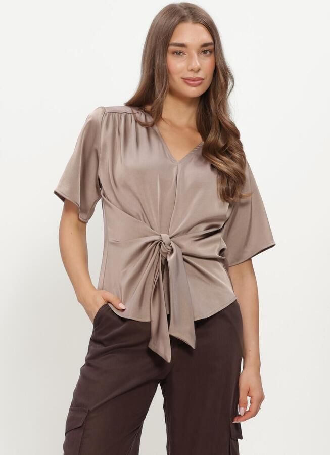 NEO NOIR Dames Blouses Casadia Heavy Sateen Blouse Taupe - Foto 3