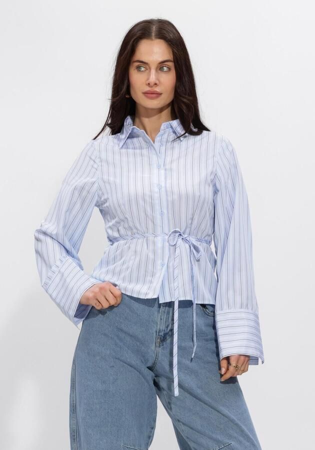 NEO NOIR Dames Blouses Clarida Double Stripe Shirt Lichtblauw