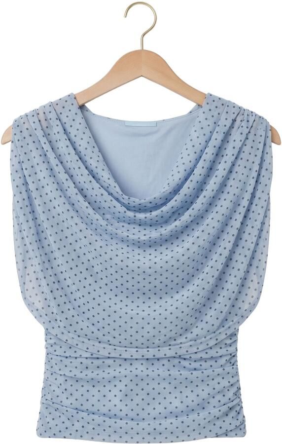 NEO NOIR Dames Blouses Cottuna Dot Drapy Mesh Top Lichtblauw - Foto 4