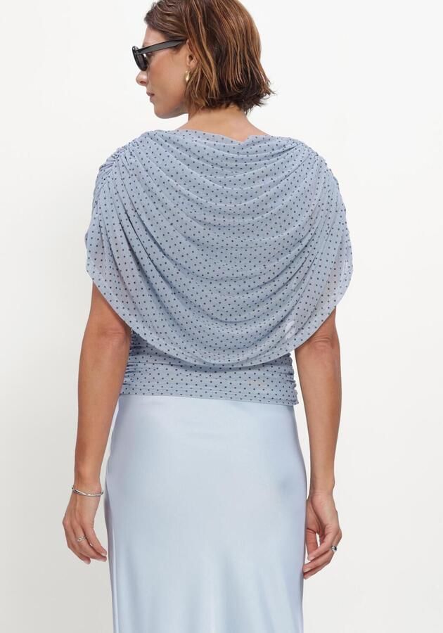 NEO NOIR Dames Blouses Cottuna Dot Drapy Mesh Top Lichtblauw - Foto 2