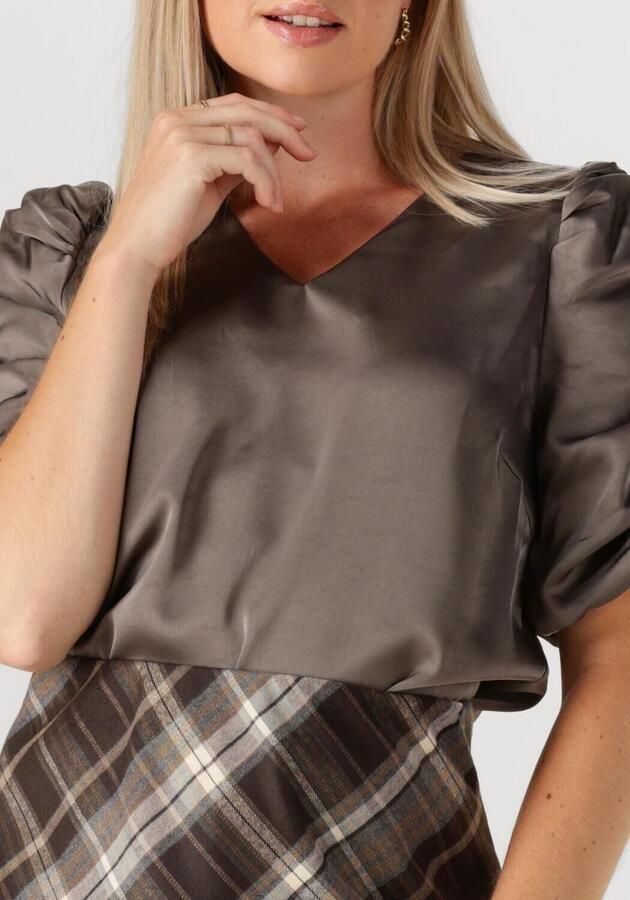 NEO NOIR Dames Blouses Elba Heavy Sateen Blouse Donkergrijs - Foto 2