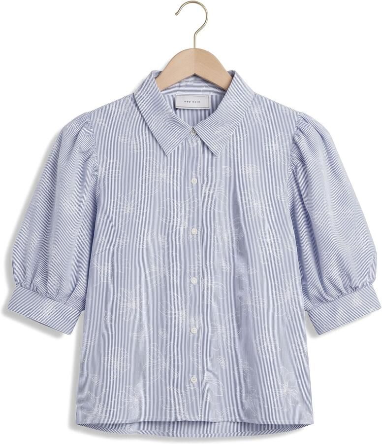 NEO NOIR Dames Blouses Etta Flower Stripe Shirt Blauw - Foto 2