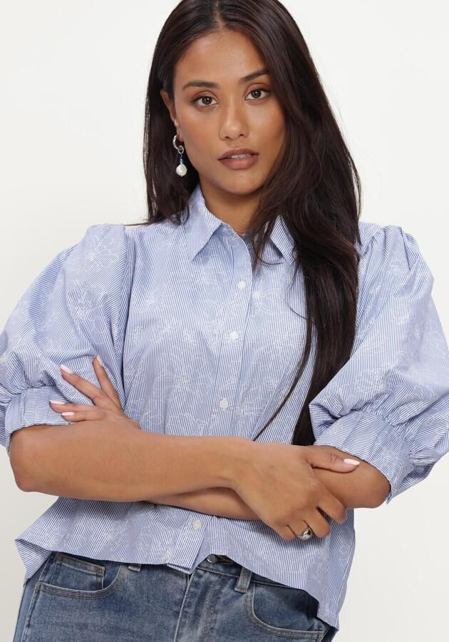 NEO NOIR Dames Blouses Etta Flower Stripe Shirt Blauw - Foto 4