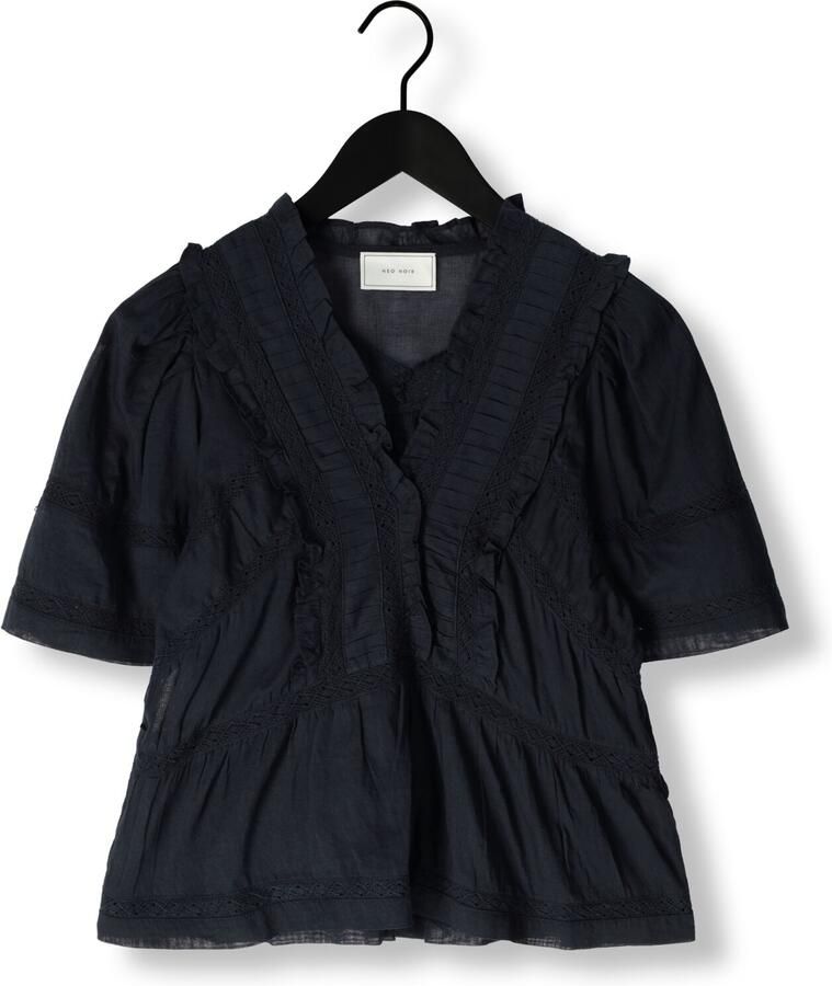 NEO NOIR Dames Blouses Evienne S Voile Top Donkerblauw