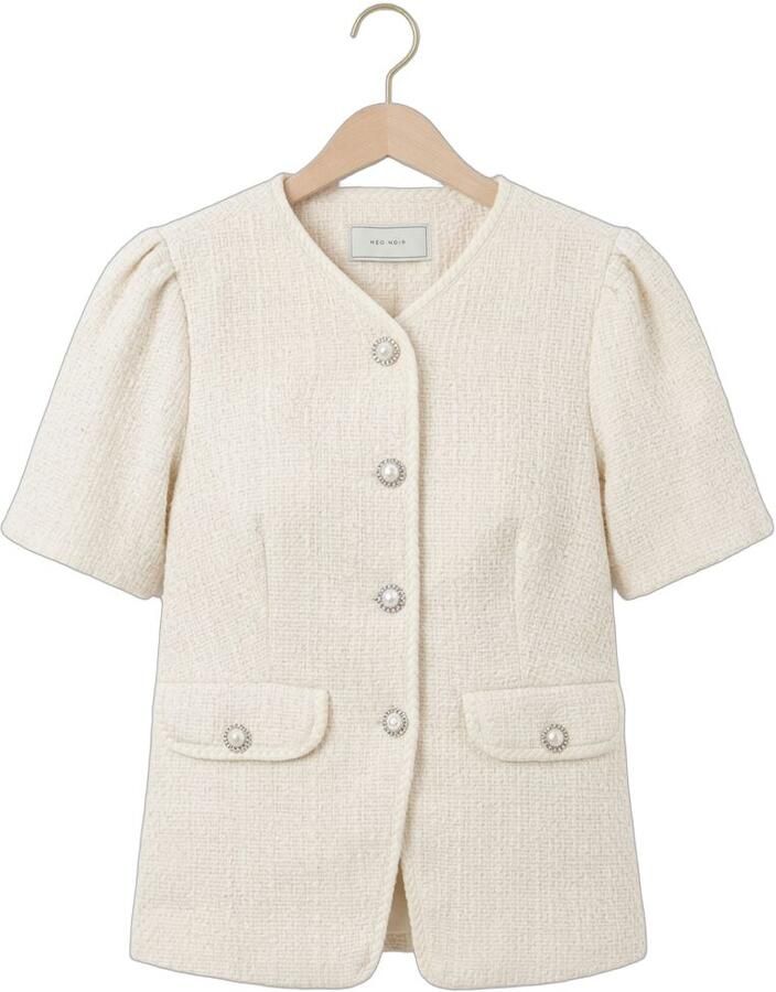 NEO NOIR Dames Blouses Faina Boucle Blouse Gebroken Wit - Foto 2