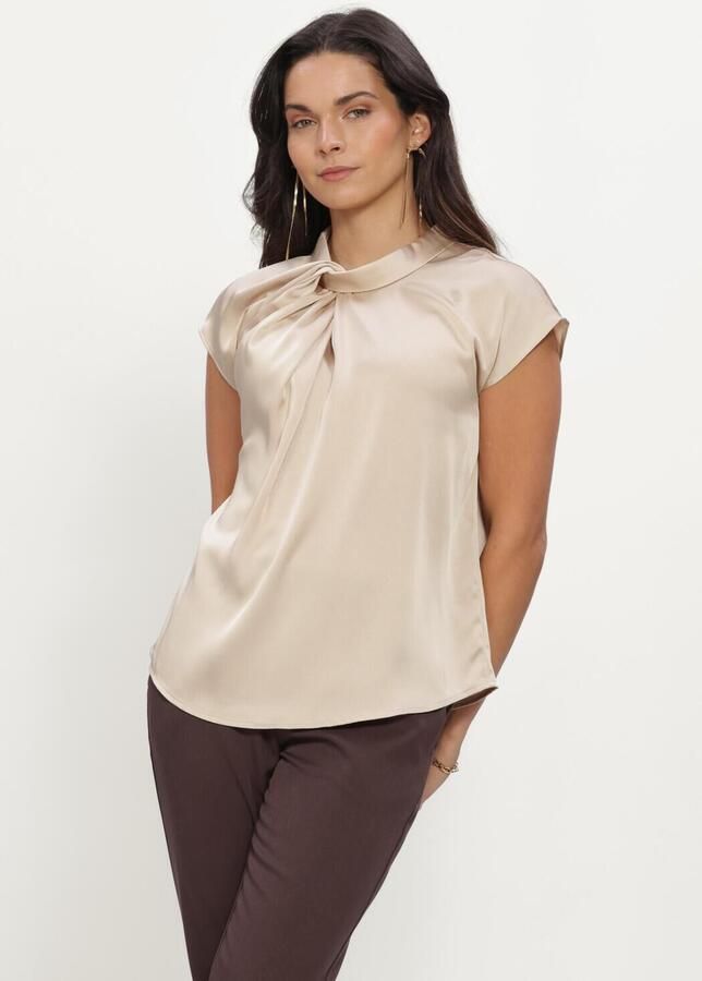 NEO NOIR Dames Blouses Fleur Drapy Satin Blouse Beige