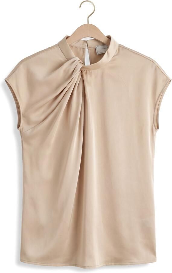 NEO NOIR Dames Blouses Fleur Drapy Satin Blouse Beige - Foto 4