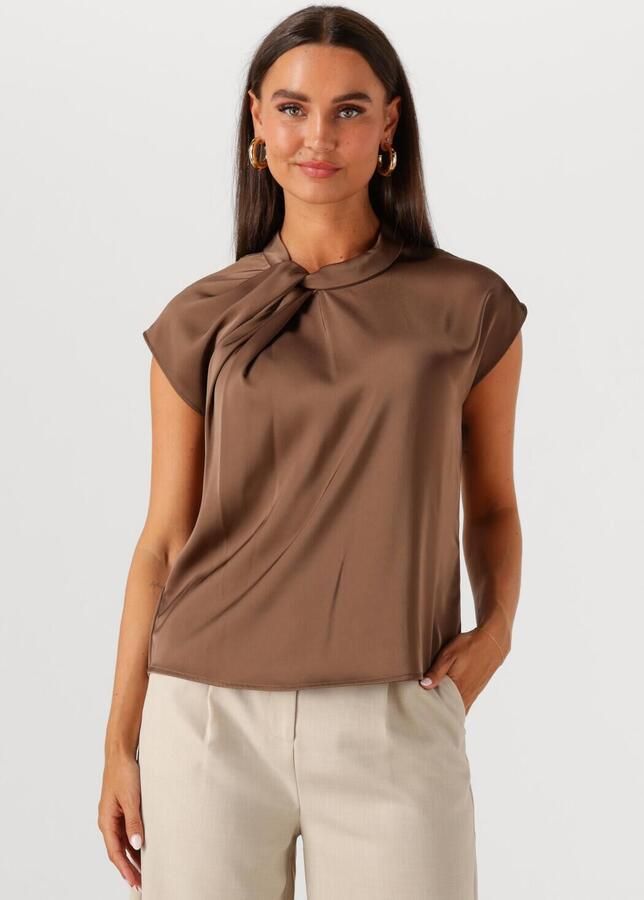 NEO NOIR Dames Blouses Fleur Drapy Satin Blouse Bruin - Foto 4