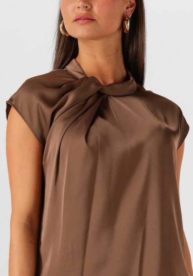 NEO NOIR Dames Blouses Fleur Drapy Satin Blouse Bruin - Foto 2