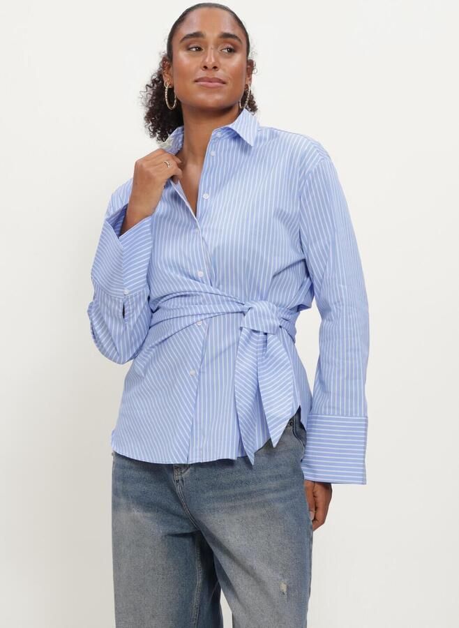 NEO NOIR Dames Blouses Helisa Stripe Shirt Lichtblauw